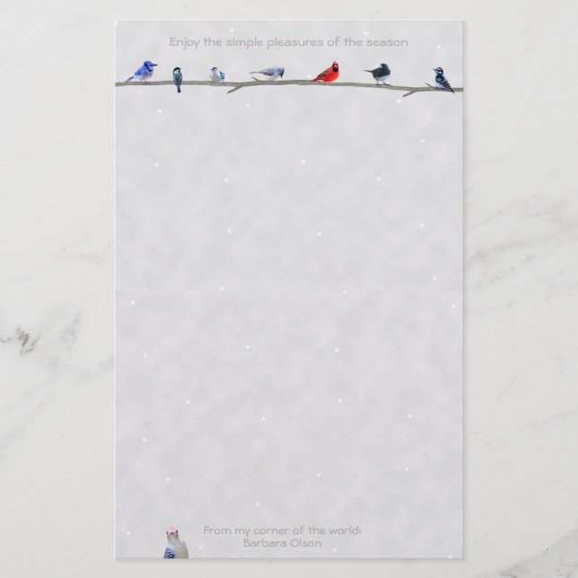 HelgdagWiinter fåglar: Brevpapper (Framsida)