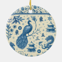 Helgkeramisk Mahjong Toile Ornament