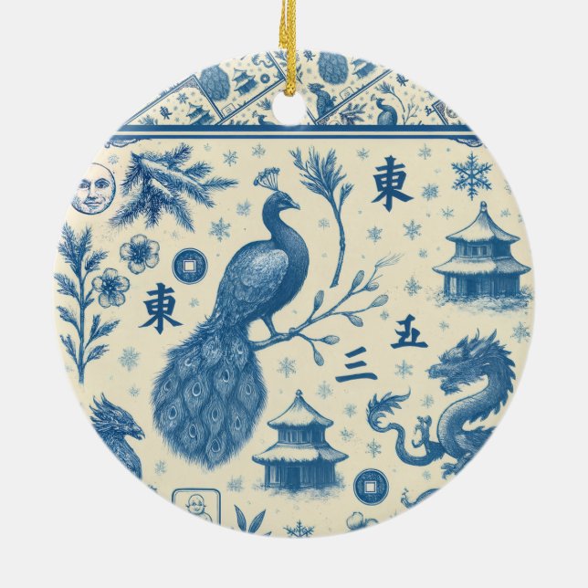 Helgkeramisk Mahjong Toile Ornament (Baksidan)