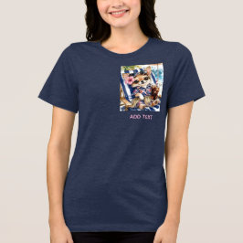 Helgkvinnlig Chihuahua Strandavslappning (Navy) T Shirt