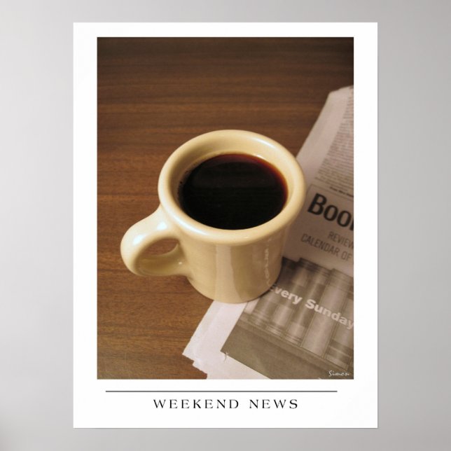 Helgnyheter - Skicka kaffekonst Poster (Framsidan)