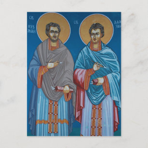 Helgon Cosmas och Damian från Kilikia Ortodox ikon Vykort