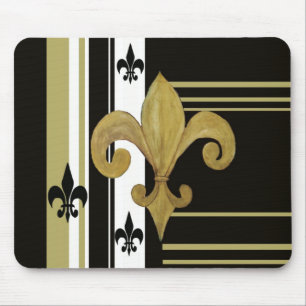 Helgon svart och guld Fleur de lis Musmatta