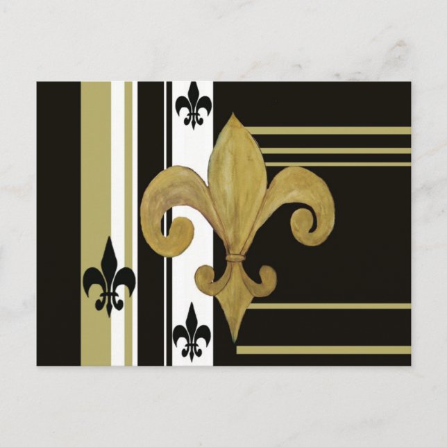 Helgon svart och guld Fleur de lis Vykort (Framsida)