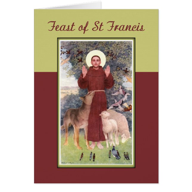 Helgondag för St. Franciskus, djur och stigmata Hälsningskort (Framsidan)