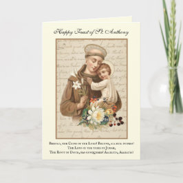 Helgondag St. Anthony av Padua Barn Jesus-kort Kort