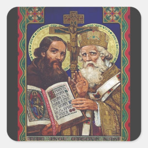 Helgonen Kyrillos och Methodios apostlar till slav Fyrkantigt Klistermärke