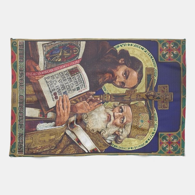 Helgonen Kyrillos och Methodios apostlar till slav Kökshandduk (Horisontell)