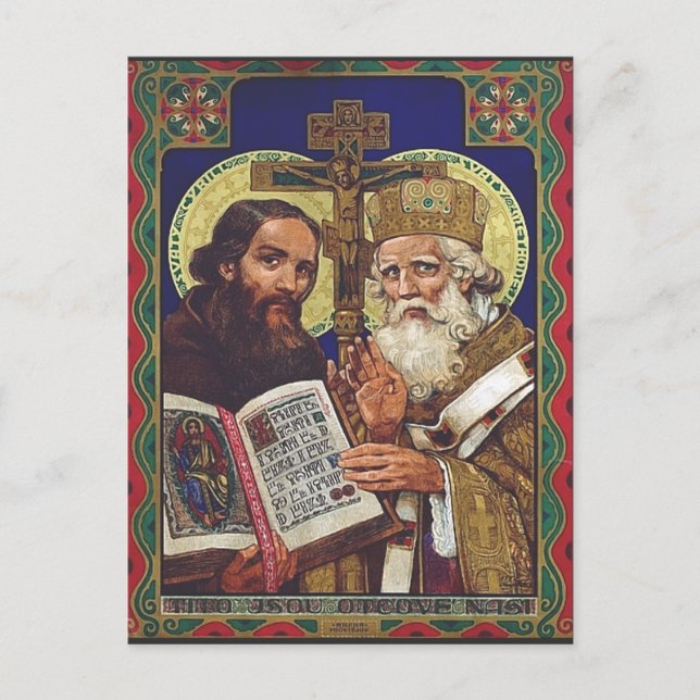 Helgonen Kyrillos och Methodios apostlar till slav Vykort (Framsida)
