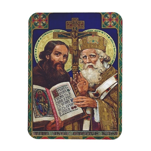 Helgonen Kyrillos och Methodios Europapatroner Magnet (Vertikal)