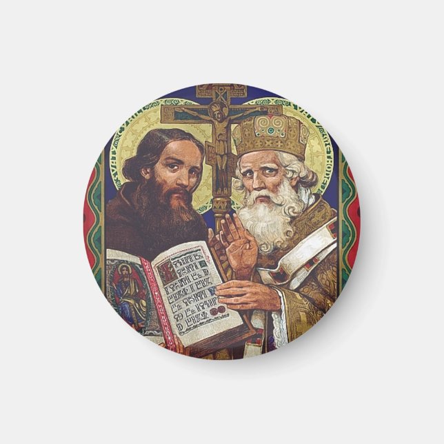 Helgonen Kyrillos och Methodios Europapatroner Magnet (Framsidan)