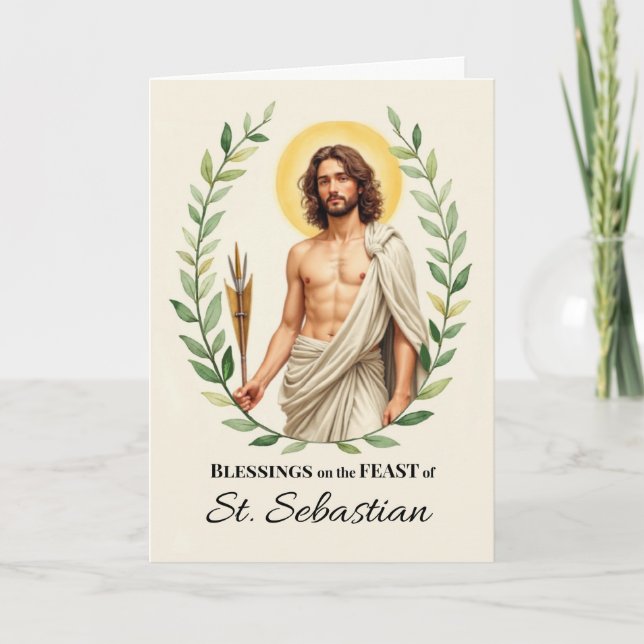 Helgonet Sebastians festdag Segnende Bladkrans Kort (Framsida)