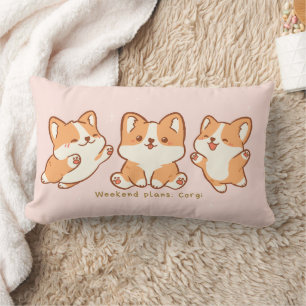 'Helgplan: Corgi' Söt Kawaii Rosa Corgi Present Lumbarkudde