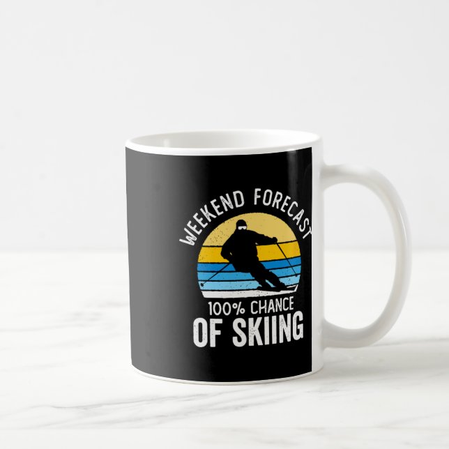Helgprognos 100% chans att åka skidåkning Vintage  Kaffemugg (Höger)