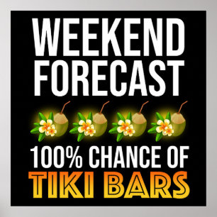 Helgprognos - 100% chans för Tiki-barer Poster