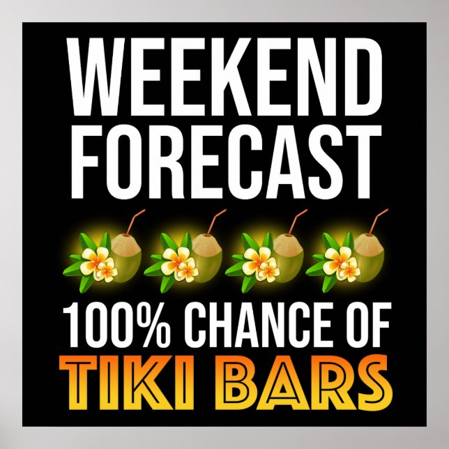 Helgprognos - 100% chans för Tiki-barer Poster (Framsidan)