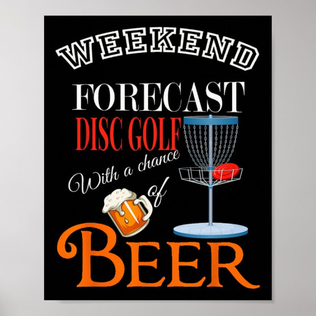 Helgprognos Discgolf och öl Rolig Discgolf Poster (Framsidan)