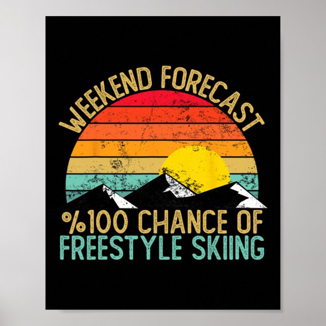 Helgprognos Freestyle Skidor Tröjor Rolig Retro Poster (Framsidan)