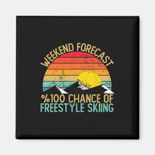 Helgprognos Freestyle Skidor Tröjor Roligt Retro Magnet