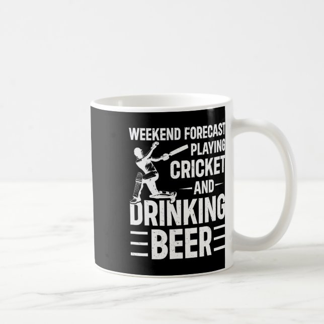 Helgprognos Spelar Cricket Och Dricker Öl Kaffemugg (Höger)