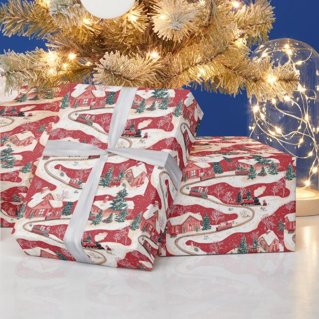 Helgsidig jul tåg mönster presentpapper (Helgdagar)