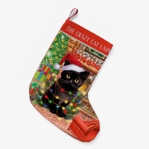 Helgsiga julkatt dam eller tillsätt namn liten julstrumpa