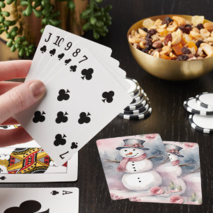 Helgskjul, vattenfärg snögubbe casinokort