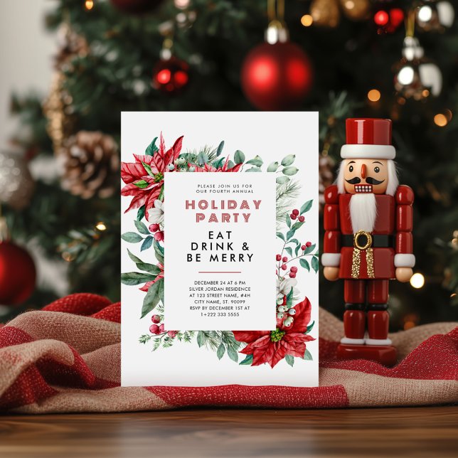 Helgstävling Poinsettia Ram Party Inbjudningar (Skapare uppladdad)