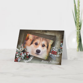 Helgtreparts Corgi i träram Helgkort
