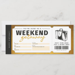 Helgutflykt Guld Present Resa Biljett Voucher Inbjudningar