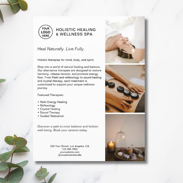 Helhetshälso-terapeut Reklamföretag Reklamblad (Holistic Health Therapist Promotional Business Flyer)