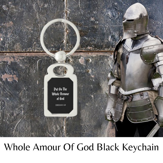 Helhetsrustning Av Gud Efesierbrevet Bibelvers Nyc Rektangulärt Silverfärgad Nyckelring (Whole Amour Of God Black Keychain)