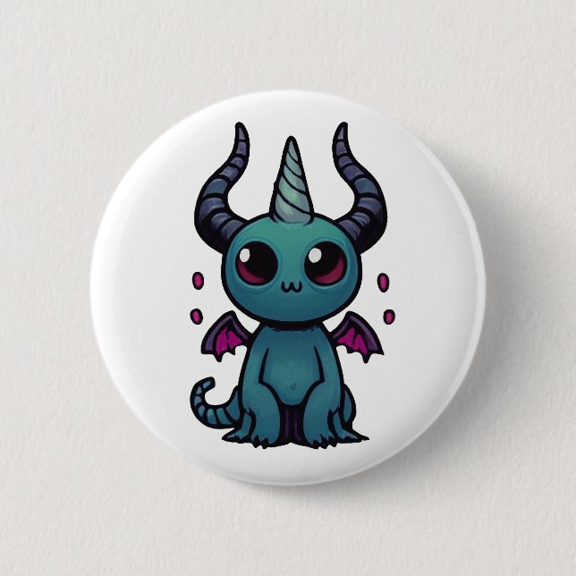 Helhorn the Demonic Unicorn Cryptid Button Knapp (Framsida)