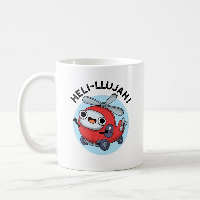Heli-llujah Funny Helicopter Pun Kaffemugg (Vänster)