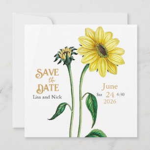 Helianthus Save the Date Bröllopsinbjudan Spara Datumet