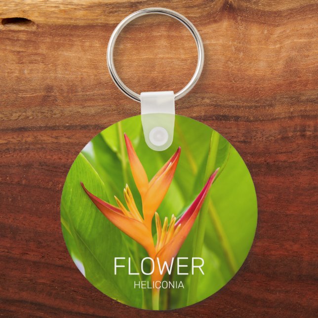 Heliconia Flowers Botanical Plant Garden Design Nyckelring (Framsida)