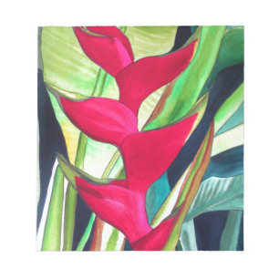 Heliconia Lobster Claw tropisk akvarell blomma Anteckningsblock