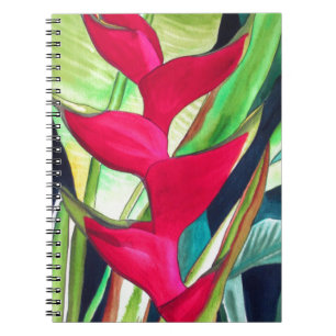 Heliconia Lobster Claw tropisk akvarell blomma Anteckningsbok