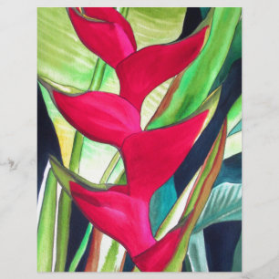 Heliconia Lobster Klo tropiska vattenfärgsblommor