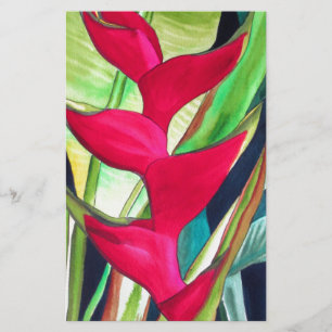 Heliconia Lobster Klo tropiska vattenfärgsblommor