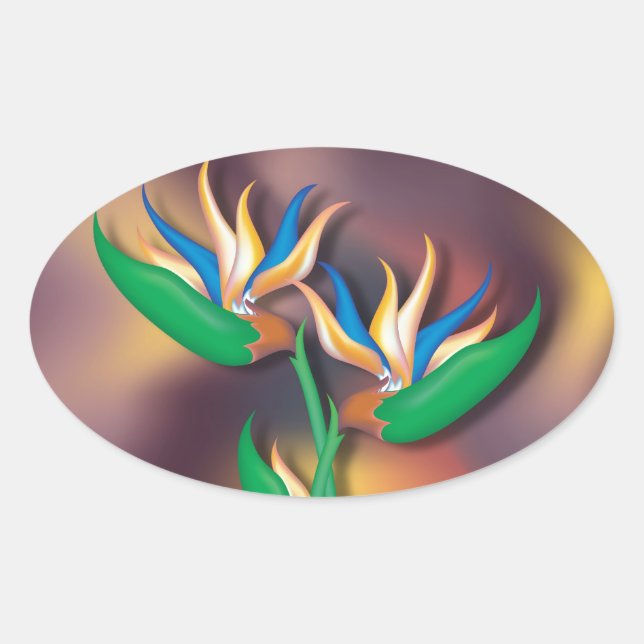Heliconia Ovalt Klistermärke (Framsida)