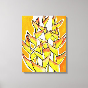 Heliconia Rostrata, Lobster Klo, tropiska blommor Canvastryck