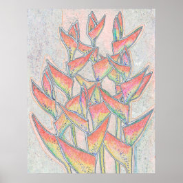Heliconia Rostrata Tropical Flowers Blommigt Art Poster