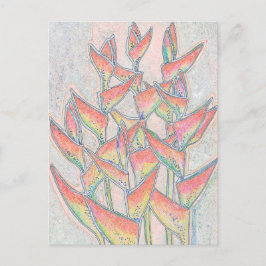 Heliconia Rostrata Tropical Flowers Blommigt Art Vykort