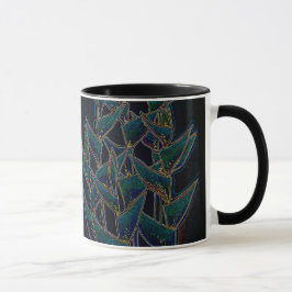 Heliconia Rostrata Tropical Flowers Blommigt Black Mugg