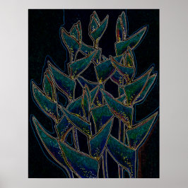 Heliconia Rostrata Tropical Plant Blommigt Art Bla Poster