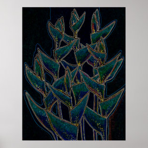 Heliconia Rostrata Tropical Plant Blommigt Art Bla Poster