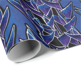 Heliconia Tropical Abstrakt Blommönster Violet Presentpapper