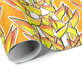 Heliconia Tropical Botanical Fold Blommönster Presentpapper
