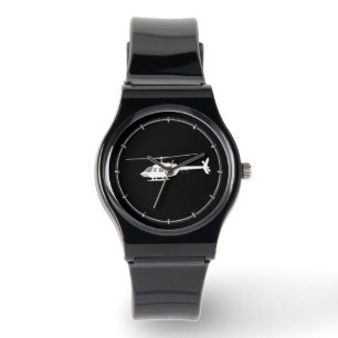 Helicopter Chopper Silhouette Flies Black Armbandsur